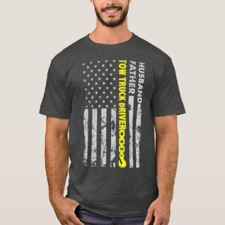 Husband Father Tow Truck Fahrer Amerikanische Flag T-Shirt