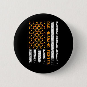Husband Fighter Ribbon US Flag Leukämie Bewusstsei Button
