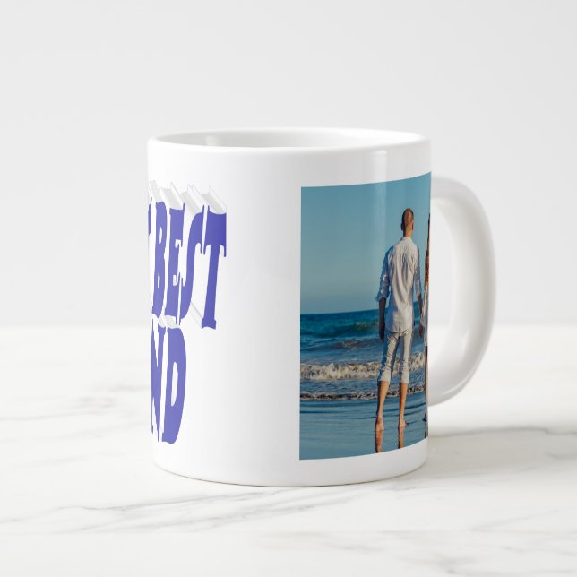 Husband-Foto mit blauem Text Jumbo-Tasse (Vorderseite Rechts)
