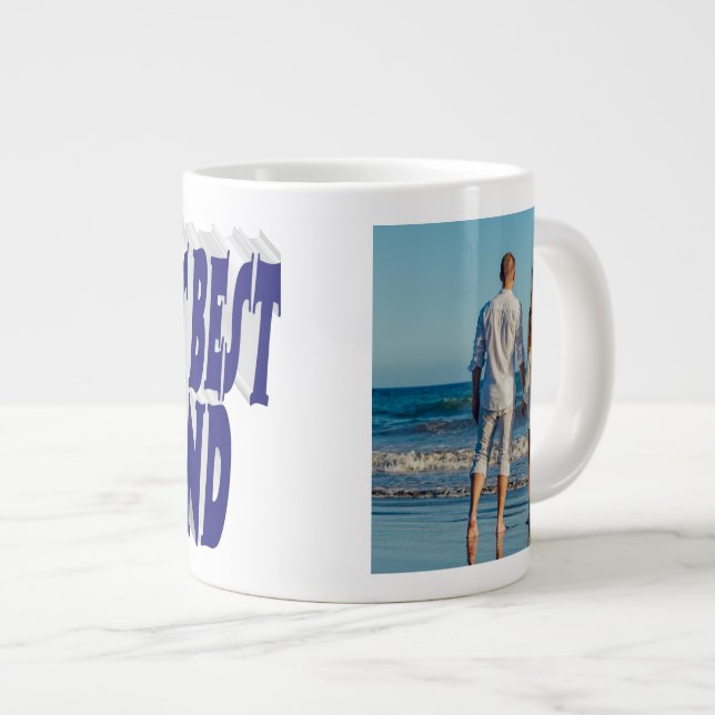 Husband-Foto mit dunkelblauem Text Jumbo-Tasse (Vorderseite Rechts)