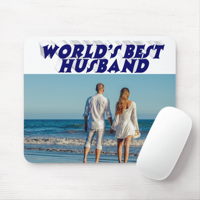 Husband-Foto mit dunkelblauem Text Mousepad (Mit Mouse)