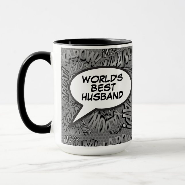 Husband Fun Moderne Coole Schwarz/Weiß Tasse (Links)