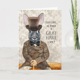 Husband Funny Birthday Hipster Rabbit Gray Hare Karte