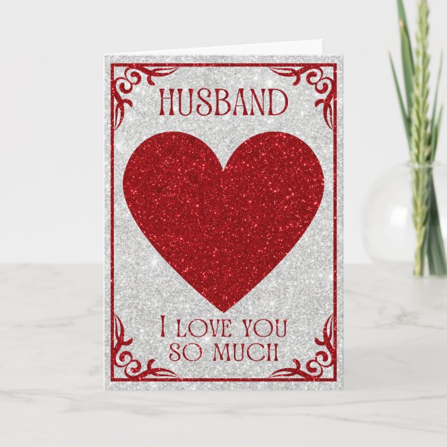 Husband Glitzer Valentine Card Karte (Vorderseite)