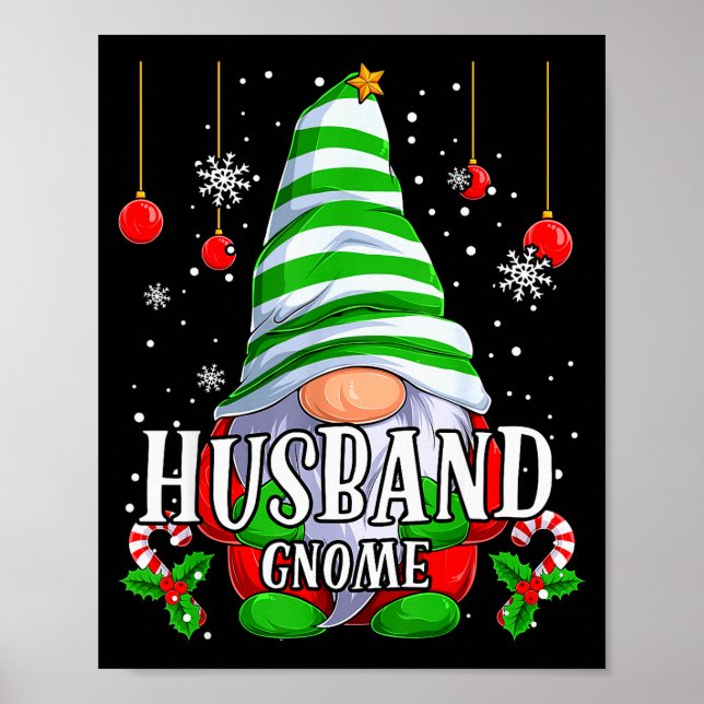Husband Gnome Christmas Pajamas Matching Family Gr Poster (Vorne)