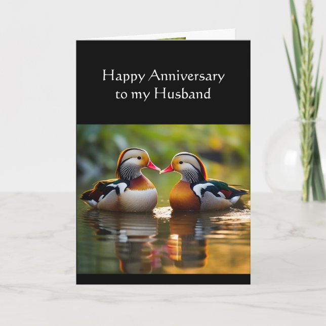 Husband Happy Anniversary Wasservögel Enten Karte (Vorderseite)