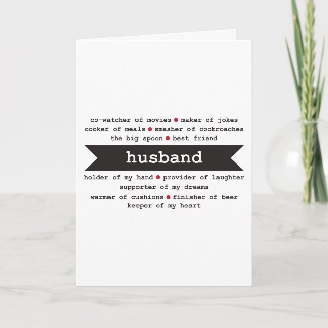 Husband Happy Birthday Card // Adjektive beschreib Karte (Vorderseite)