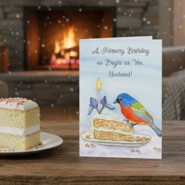 Husband Happy February Birthday Painted Bunt Karte (Von Creator hochgeladen)