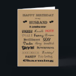 Husband Happy Geburtstag Worte des Loses Karte<br><div class="desc">Herrliche Ehemänner haben viele große Qualitäten.</div>