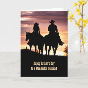 Husband Happy Vathers Day Cowboy und Cowgirl Karte