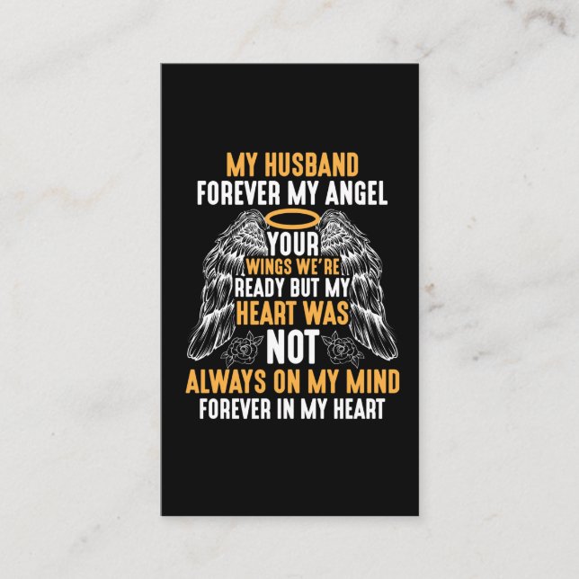 Husband Heaven Forever Engel Memory Witwe Hubby Visitenkarte (Vorderseite)
