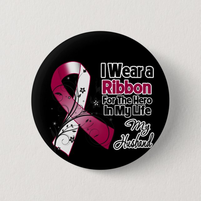 Husband Hero in My Life Head Neck Cancer Button (Vorderseite)