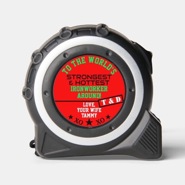 Husband-Hotest-Strongest Worker Monogram Maßband (Vorderseite)