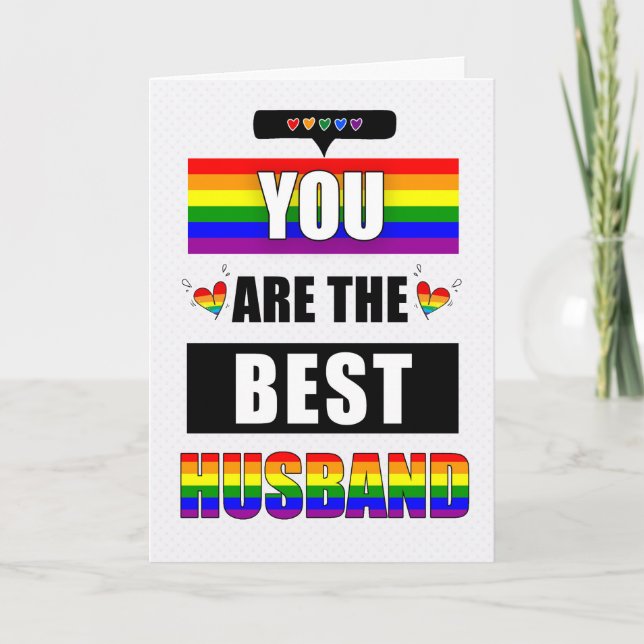 Husband I Liebe You Typografy LGBTQ Rainbow Karte (Vorderseite)