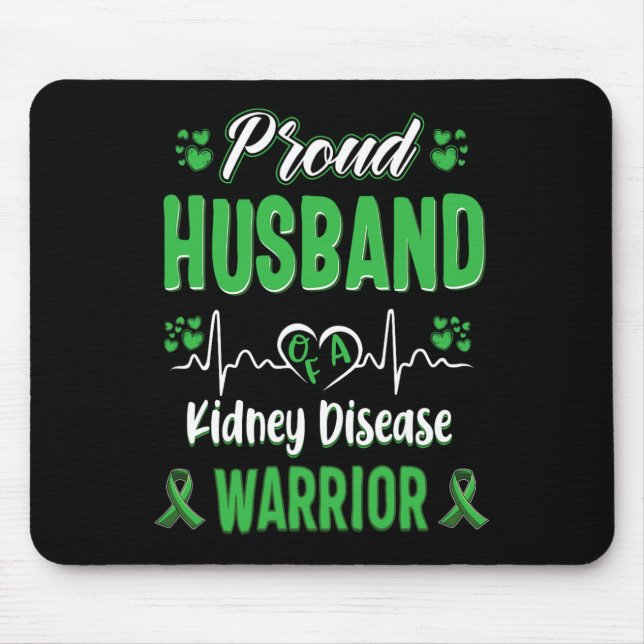 Husband Kidney Disease Warrior Awareness Ribbon Gr Mousepad (Vorne)
