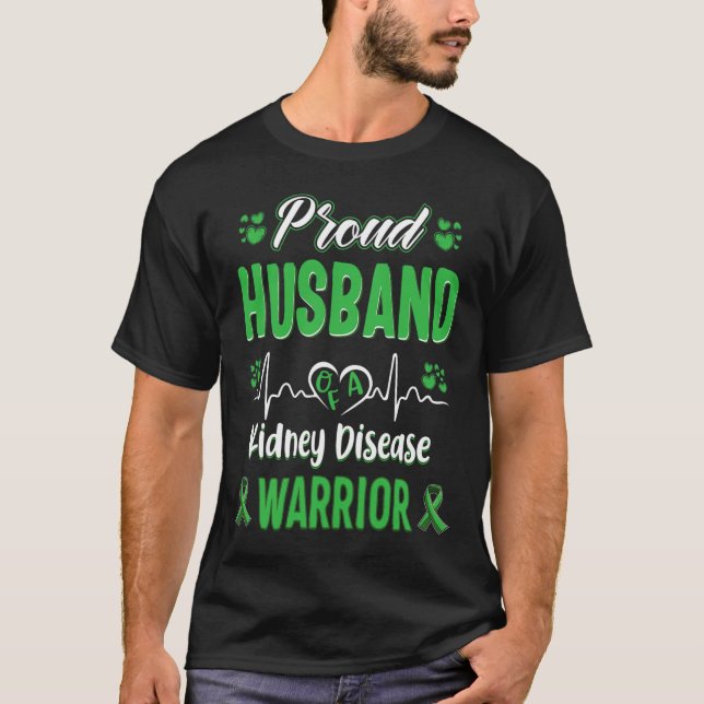 Husband Kidney Disease Warrior Awareness Ribbon Gr T-Shirt (Vorderseite)