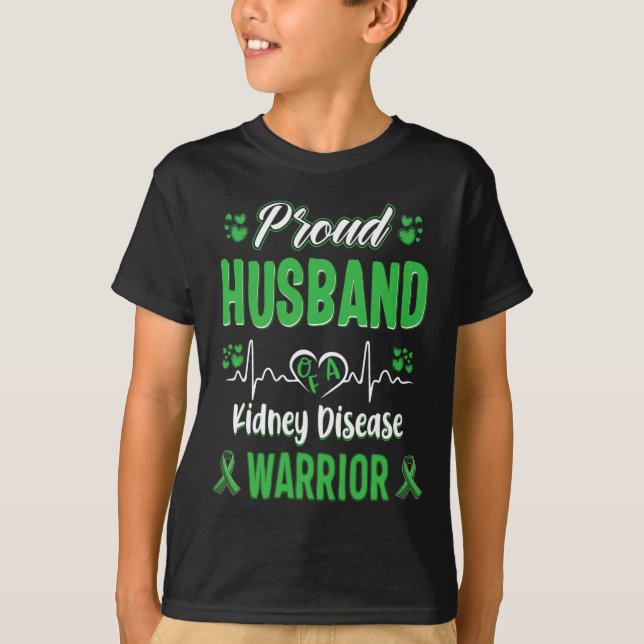 Husband Kidney Disease Warrior Awareness Ribbon Gr T-Shirt (Vorderseite)