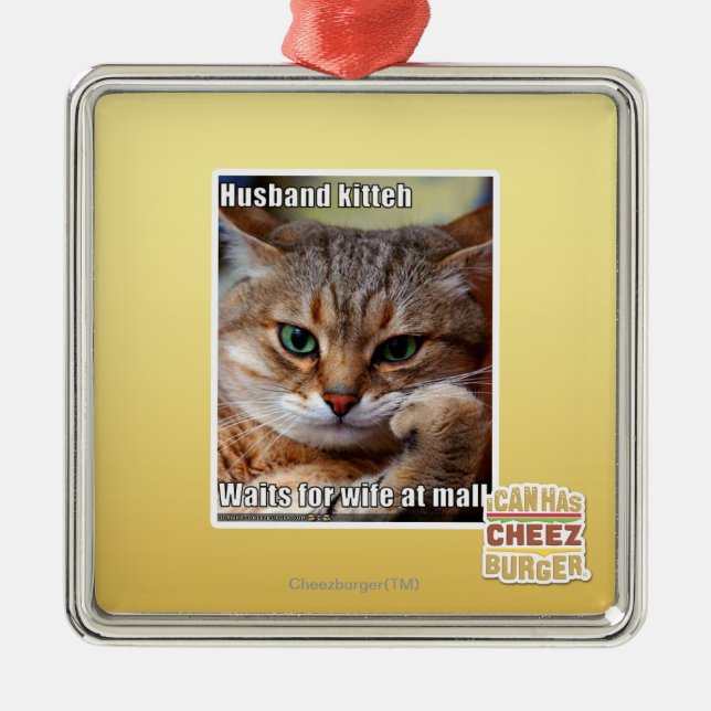 Husband Kitteh Ornament Aus Metall (Vorne)