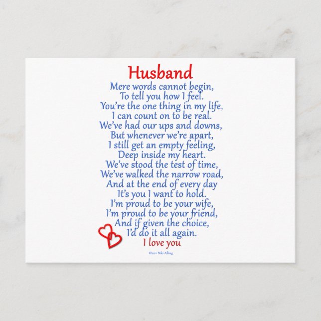 Husband-Liebe Postkarte (Vorderseite)