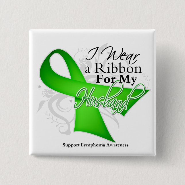 Husband Lime Green Ribbon - Lymphoma Button (Vorderseite)