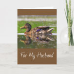 Husband Mallard Duck Birthday Card Karte<br><div class="desc">Schönes Bild eines männlichen Stockwerks auf einer Geburtstagskarte für den Ehemann. Personalisieren Sie die Nachrichten und erstellen Sie Ihren eigenen Gruß. Schön für den Mann,  der Natur und Wildnis Liebe. Vielen Dank,  dass Sie gesucht haben.</div>