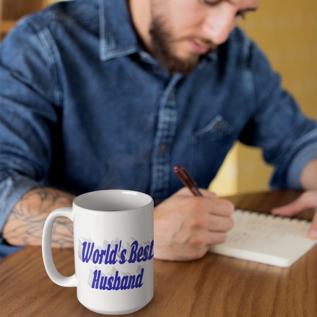 Husband mit blauer Halbtext-Riesenkaffee-Tasse Jumbo-Tasse (Von Creator hochgeladen)