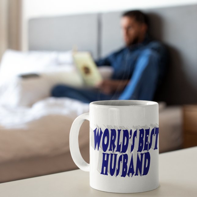 Husband mit dunkelblauem Halbtext Jumbo-Tasse (Von Creator hochgeladen)