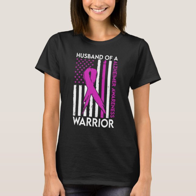 Husband Of A Warrior Alzheimer Awareness Support S T-Shirt (Vorderseite)