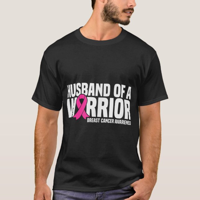 Husband Of A Warrior Pink Ribbon Breast Cancer  T-Shirt (Vorderseite)