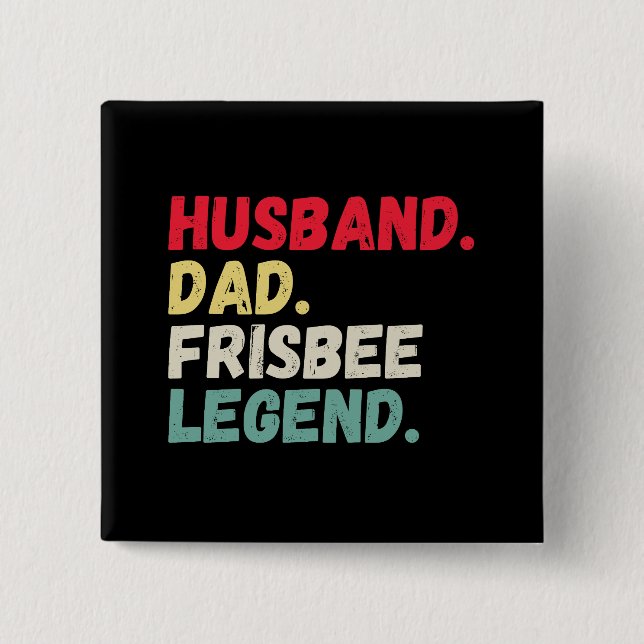 Husband Papa frisbee Legende Retro Vintag lustig Button (Vorderseite)