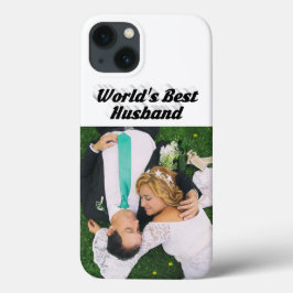Husband Photo with black text iPhone Case