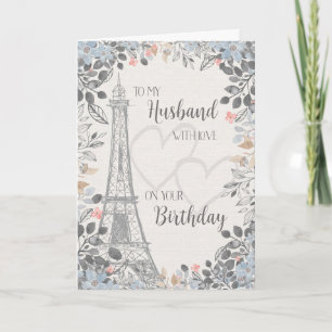 Husband Romantic Birthday Eiffel Tower Karte
