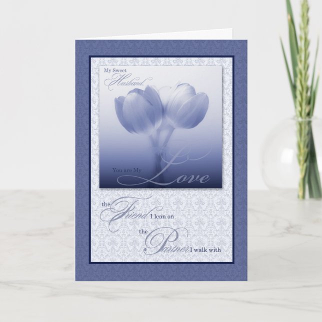 Husband Sentimental Liebe und Romance Blue Tulips Karte (Vorderseite)