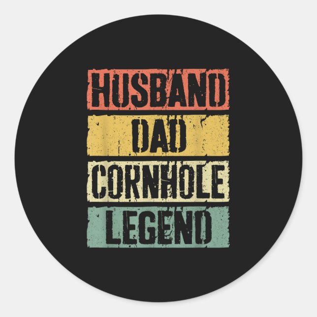 Husband Vater Cornhole Legend Runder Aufkleber (Vorderseite)