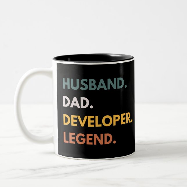 Husband Vater Developer Legend Funny Programmers Zweifarbige Tasse (Links)