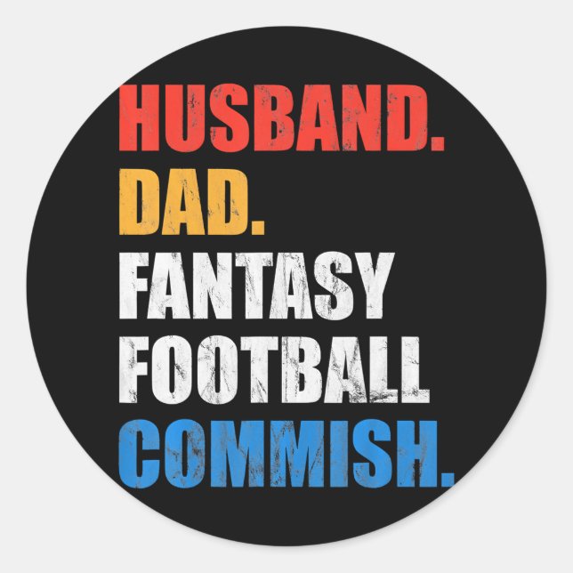 Husband Vater Fantasy Football Kommission Fantasie Runder Aufkleber (Vorderseite)