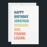 Husband Vater Fischen Legend Individuelle Name Geb Karte<br><div class="desc">🎣 Reel in Birthday Aufregung! 🏆 Unsere "Husband Vater Fishing Legend Individuelle Name Birthday card" ist der perfekte Fang, um Liebe und Bewunderung für den außergewöhnlichen Ehemann, Papa und die absolute Fishing Legend in Ihrem Leben auszudrücken. 🐟 ‍ 👧 👦 Diese Karte ist nicht nur Papier; sie ist eine herzliche...</div>