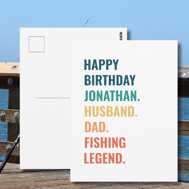 Husband Vater Fischen Legend Individuelle Name Geb Postkarte (Personalize as required -  all text is editable, change the name, occasion, recipient or sport)