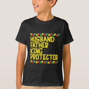 Husband Vater King Protector Kente Black African T-Shirt