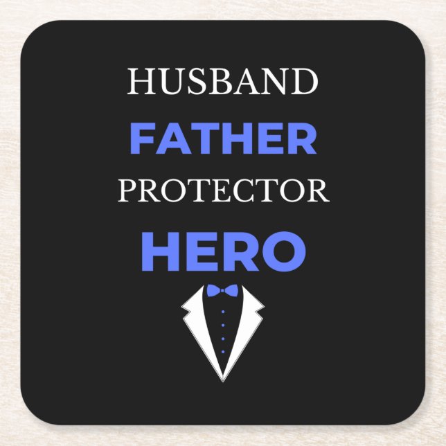 Husband Vater Protector Hero Rechteckiger Pappuntersetzer (Vorderseite)