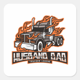 Husband Vater Trucker Legend Quadratischer Aufkleber