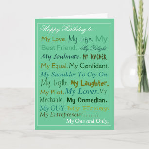 Husband-Verlobte-Boyfriend Birthday Card Lieblings Karte