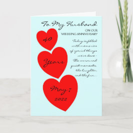 Husband Wedding Anniversary Red Hearts Karte