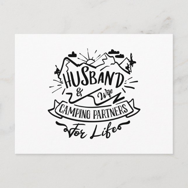 husband & wife camping partners for life postkarte (Vorderseite)