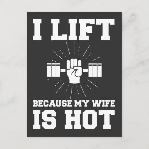 Husband Workout Lifting Ehefrau ist heiß Postkarte