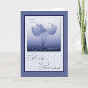 Husband's Birthday Sentimental Blue Tulips Karte