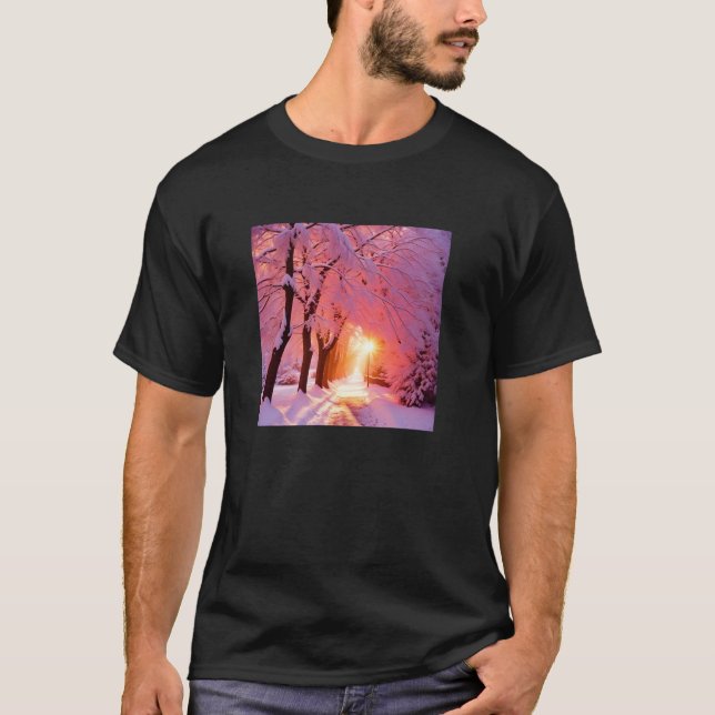 Hush II A Dreamy Pink And LavenderQuiet Winter Sce T-Shirt (Vorderseite)