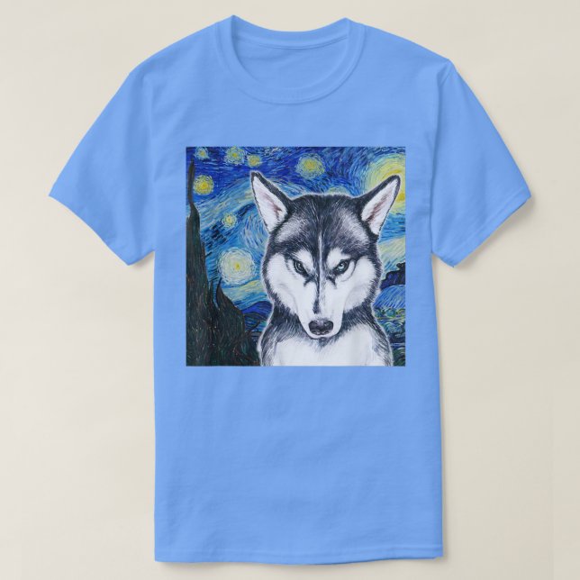 Huskey on a Starry Night  T-Shirt (Design vorne)