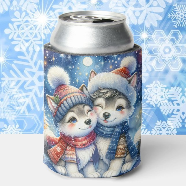 Huskie Dogs Name Weihnachts-Wintergeschenk hinzufü Dosenkühler (Von Creator hochgeladen)