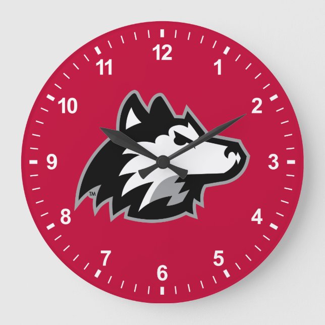 Huskies im Norden Illinois Große Wanduhr (Vorderseite)